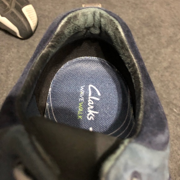 Clarks Wave Walk Shoes Womens 9.5 Blue Suede Leather Sneaker Lace Up Waterproof - Picture 10 of 12
